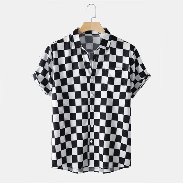 men's casual shirts men's plaid hawaiian shirt casual streetwear lapel button down short sleeve fashion leisure shirts summer 2304, White;black
men's casual shirts men's plaid hawaiian shirt casual streetwear lapel button down short sleeve fashion leisure shirts summer 2304, White;black