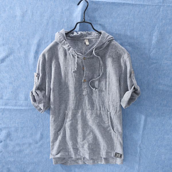 men s t shirts men summer fashion japan style cotton linen short sleeve hooded stripe casual t shirts student male tee 230420, White;black
men s t shirts men summer fashion japan style cotton linen short sleeve hooded stripe casual t shirts student male tee 230420, White;black