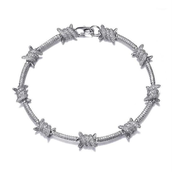 d&z 8mm barbed wire bracelet for hipster copper with zircon stones punk style white gold chain bangle hip hop fashion jewelr chain2595, Silver
d&z 8mm barbed wire bracelet for hipster copper with zircon stones punk style white gold chain bangle hip hop fashion jewelr chain2595, Silver
