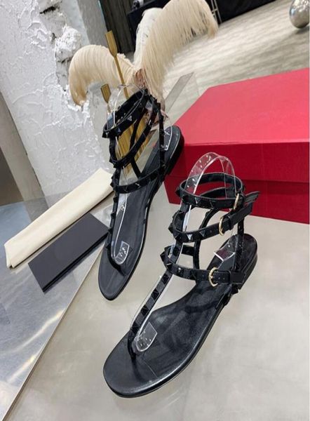 designer flat sandals rivets shoes black matte genuine leather classics three belts peep toe wedding shoes with red box and dust b4144826
designer flat sandals rivets shoes black matte genuine leather classics three belts peep toe wedding shoes with red box and dust b4144826