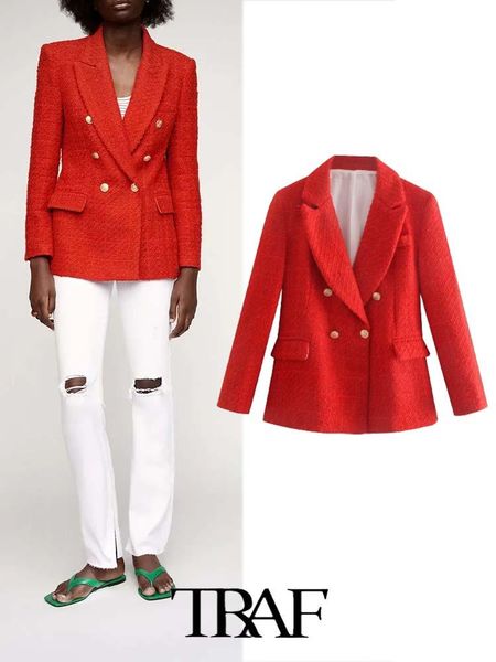 pants traf textured solid doublebreasted blazer women 2022 casual blazer woman office female suit long sleeve jacket, White 
pants traf textured solid doublebreasted blazer women 2022 casual blazer woman office female suit long sleeve jacket, White