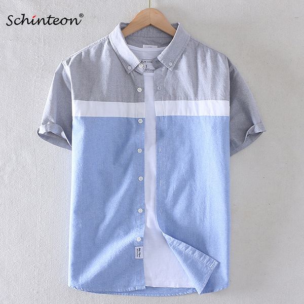 men's casual shirts schinteon brand men summer 100% cotton shirt oxford short sleeved smart casual slim patchwork shirt turn-down colla, White;black
men's casual shirts schinteon brand men summer 100% cotton shirt oxford short sleeved smart casual slim patchwork shirt turn-down colla, White;black