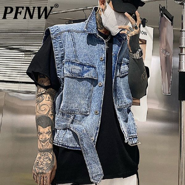 men's vests pfnw spring autumn cargo pocket denim fashion personality handsome high street chic slim jackets 12a7784 230420, Black;white
men's vests pfnw spring autumn cargo pocket denim fashion personality handsome high street chic slim jackets 12a7784 230420, Black;white
