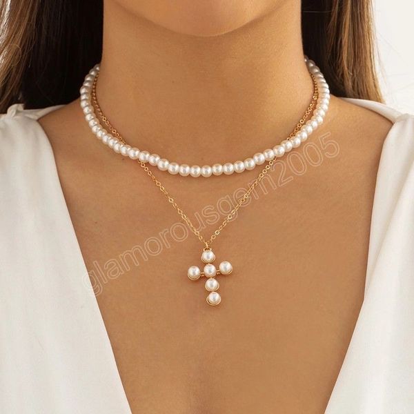 pearl beads choker with cross pendant necklace for women trendy charm layered beaded chains necklaces fashion neck jewelry, Silver
pearl beads choker with cross pendant necklace for women trendy charm layered beaded chains necklaces fashion neck jewelry, Silver