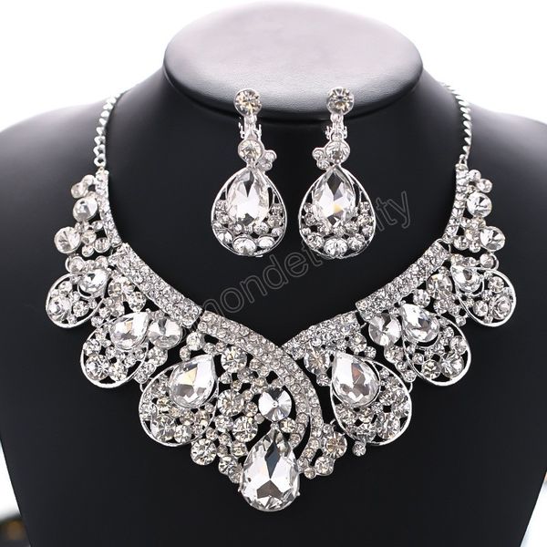 fashion statement crystal waterdrop shape delicate jewelry sets for women wedding party festival gift, Silver
fashion statement crystal waterdrop shape delicate jewelry sets for women wedding party festival gift, Silver