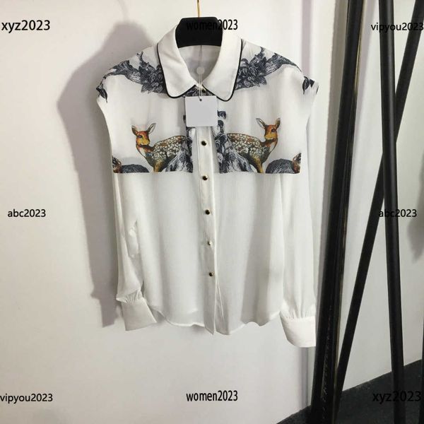 refreshing designer blouse sika deer printed shawl shirt multi color lapel long sleeved shirt new arrivals, White
refreshing designer blouse sika deer printed shawl shirt multi color lapel long sleeved shirt new arrivals, White