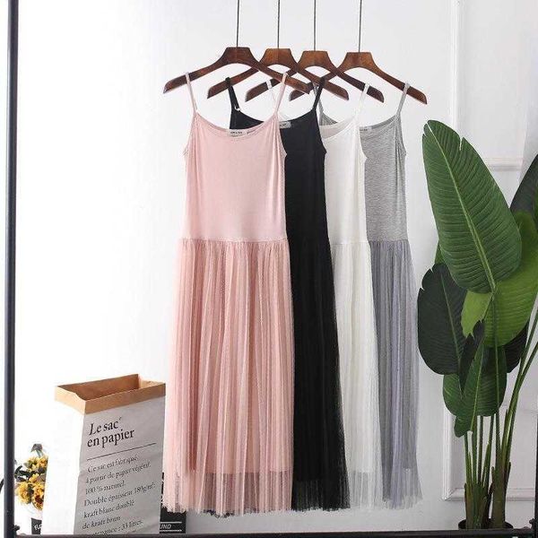 spring and summer pleated dress mesh vest lace strap loose large size bottoming, Black;gray
spring and summer pleated dress mesh vest lace strap loose large size bottoming, Black;gray