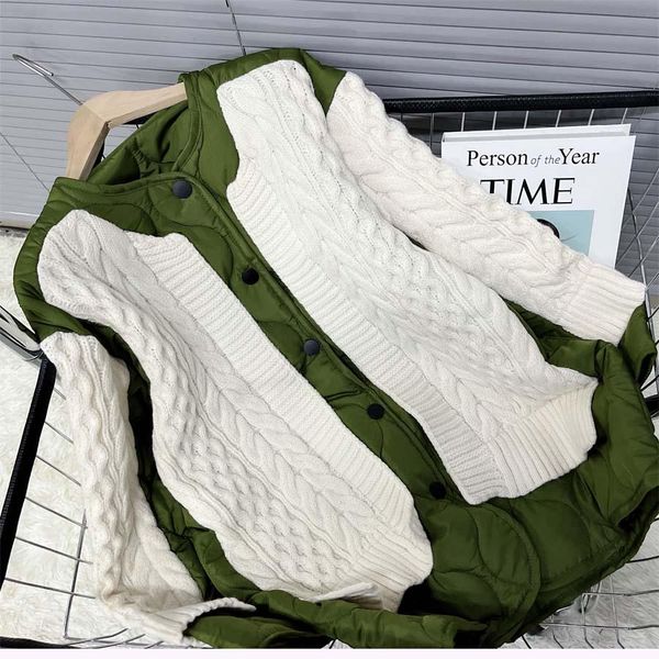 leather 2022 autumn winter new street cotton coat women fashion chic patchwork knitted sweater loose single breasted padded jacket y3271, Black
leather 2022 autumn winter new street cotton coat women fashion chic patchwork knitted sweater loose single breasted padded jacket y3271, Black