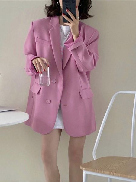 pants women's blazers jacket casual pure color spring blazer new notched collar long sleeve loose jacket fashiontide autumn 2022, White 
pants women's blazers jacket casual pure color spring blazer new notched collar long sleeve loose jacket fashiontide autumn 2022, White
