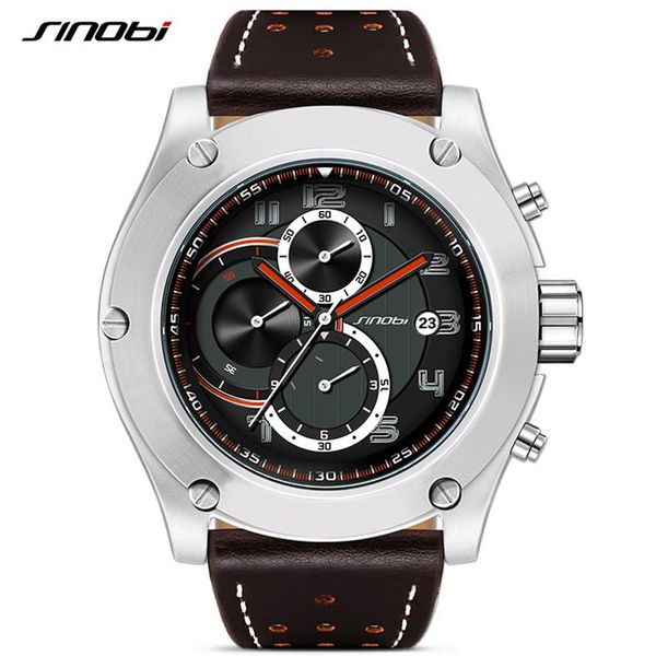 sinobi brand sport men watch luxury male leather waterproof chronograph quartz clock military wrist watch men clock saat gift253t, Slivery;brown
sinobi brand sport men watch luxury male leather waterproof chronograph quartz clock military wrist watch men clock saat gift253t, Slivery;brown