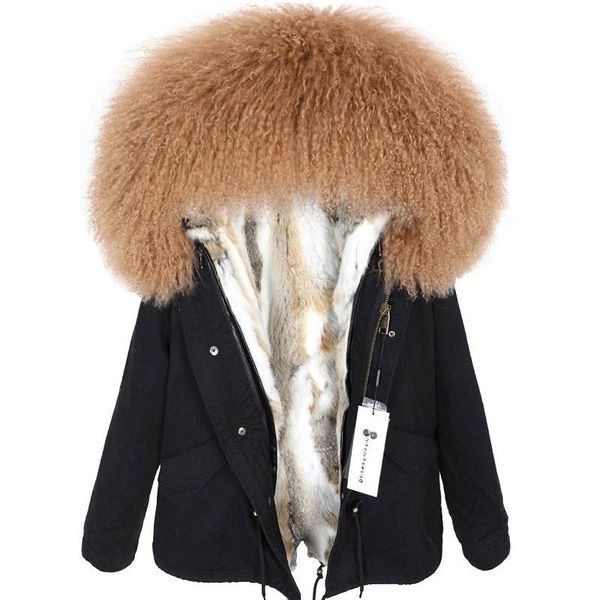 fur maomaokong 2022 winter women's jacket bomber real fur coat women coats short natural mongolia wool fur collar rabbit liner parka, Black
fur maomaokong 2022 winter women's jacket bomber real fur coat women coats short natural mongolia wool fur collar rabbit liner parka, Black