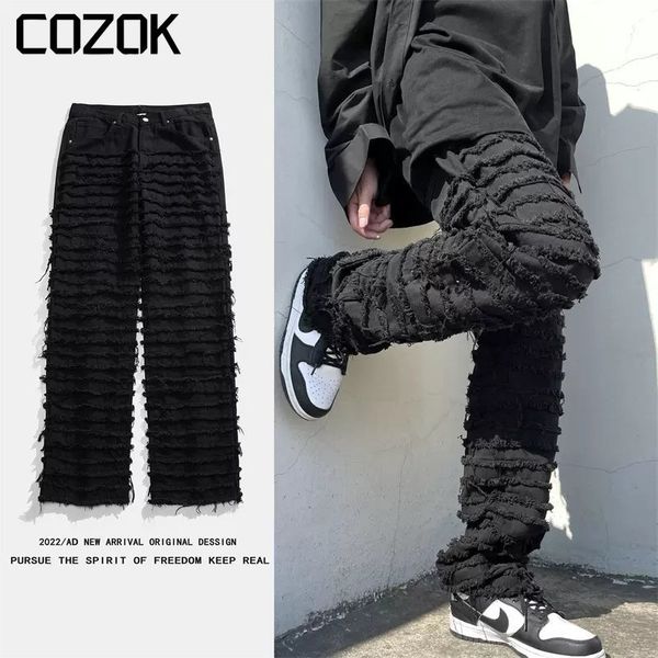 mens jeans retro solid color striped tassel straight pants high street ripped hip hop baggy oversized casual denim trousers 230420, Blue
mens jeans retro solid color striped tassel straight pants high street ripped hip hop baggy oversized casual denim trousers 230420, Blue