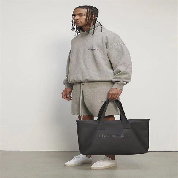2021 trendy men waist essentials black coated canvas tote bag men's2784