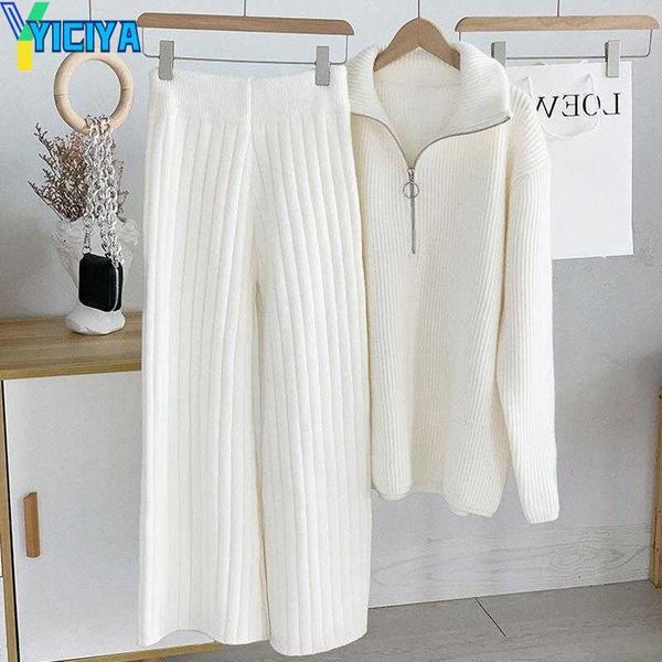 yiciya women's two piece pants knitted wide-leg and sweaters tracksuit autumn winter casual solid white long sleeve jumpers female 2 pi
yiciya women's two piece pants knitted wide-leg and sweaters tracksuit autumn winter casual solid white long sleeve jumpers female 2 pi