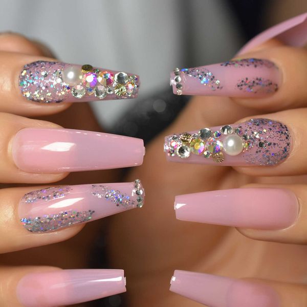 false nails super long 3d bling diamond holo glitter french ballerina coffin false fake nails jelly pink press on party finger wear uv nails, Red;gold
false nails super long 3d bling diamond holo glitter french ballerina coffin false fake nails jelly pink press on party finger wear uv nails, Red;gold