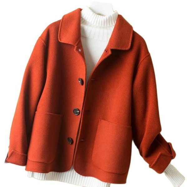 fur 2022 autumn winter new upscale double sided 100% pure wool coat female loose short cashmere woolen outside take women's jacket, Black
fur 2022 autumn winter new upscale double sided 100% pure wool coat female loose short cashmere woolen outside take women's jacket, Black