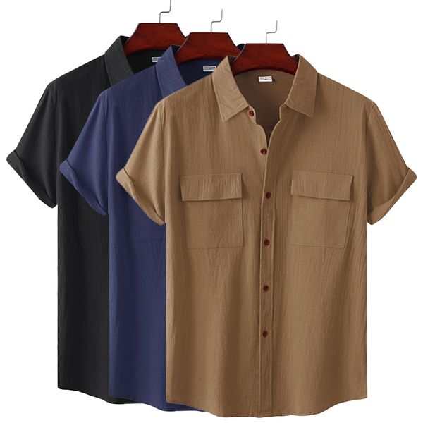 men's casual shirts men's cotton linen summer short sleeve shirt solid color breathable hawaiian beach male shirts casual blouse f, White;black
men's casual shirts men's cotton linen summer short sleeve shirt solid color breathable hawaiian beach male shirts casual blouse f, White;black