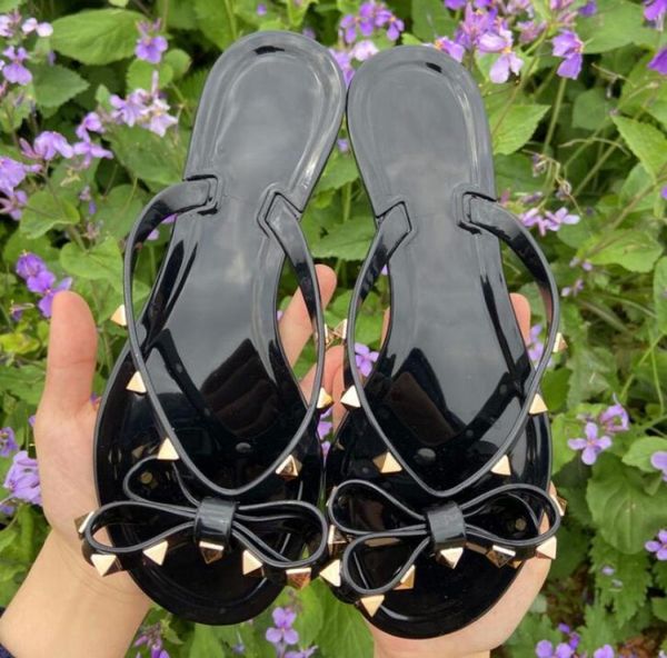 new 2020 woman summer sandals rivets big bowknot flip flops beach sandalias femininas flat jelly designer sandals channel9422473, Black
new 2020 woman summer sandals rivets big bowknot flip flops beach sandalias femininas flat jelly designer sandals channel9422473, Black