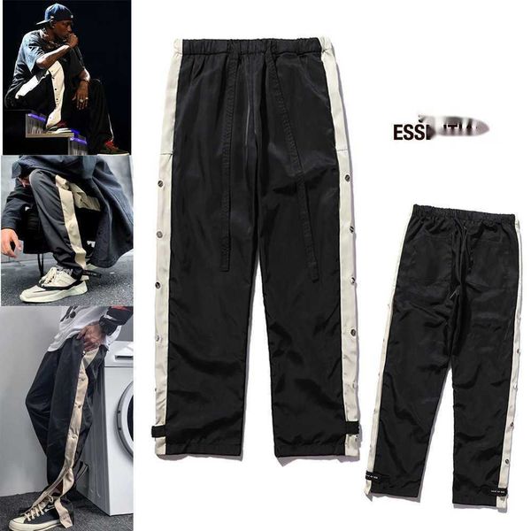 men's essentail pants high street fog season double breasted loose ribbon cargo fashion casual for men and dm93, Black
men's essentail pants high street fog season double breasted loose ribbon cargo fashion casual for men and dm93, Black