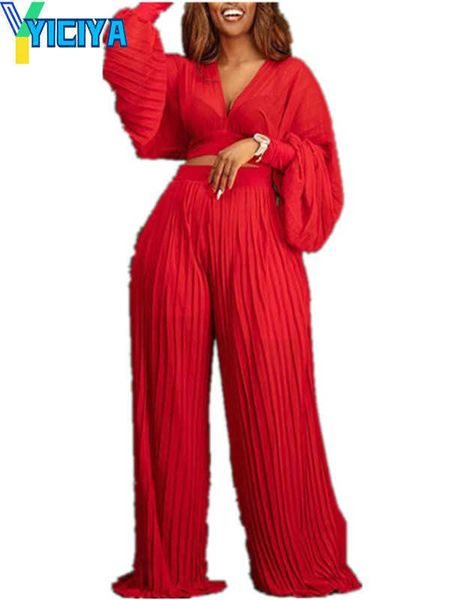 yiciya women's two piece pants women elegant loose suits long sleeve v neck crop wide leg pleated sets female clothing, White
yiciya women's two piece pants women elegant loose suits long sleeve v neck crop wide leg pleated sets female clothing, White
