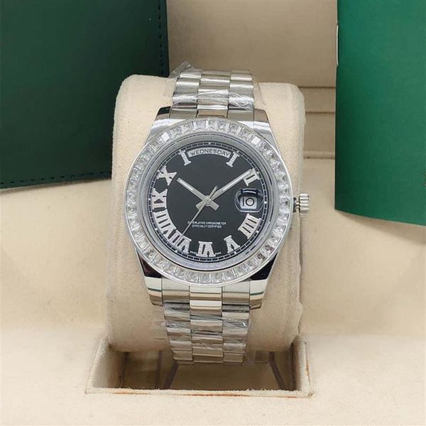 mens luxury watch automatic mechanical iced out watches dual calendar roman dial stainless steel folding buckle2116, Slivery;brown
mens luxury watch automatic mechanical iced out watches dual calendar roman dial stainless steel folding buckle2116, Slivery;brown