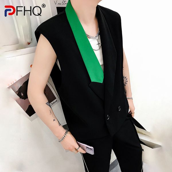 men's vests pfhq color contrast patchwork design street casual sleeveless vest trendy 2023 summer stylish waistcoat 230420, Black;white
men's vests pfhq color contrast patchwork design street casual sleeveless vest trendy 2023 summer stylish waistcoat 230420, Black;white