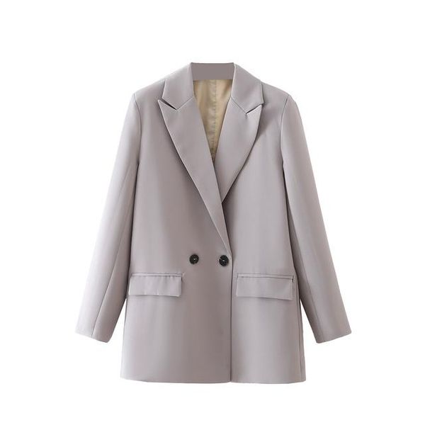 pants 2022 casual solid color blazer women's double breasted pocket blazer autumn spring decorative jacket, White
pants 2022 casual solid color blazer women's double breasted pocket blazer autumn spring decorative jacket, White
