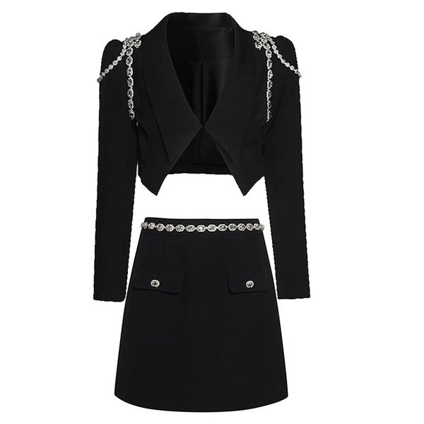 pants skirt blazer jacket suits women 2022 new diamond chain rhinestone short jacket + skirt black two piece blazer set high quality, White
pants skirt blazer jacket suits women 2022 new diamond chain rhinestone short jacket + skirt black two piece blazer set high quality, White