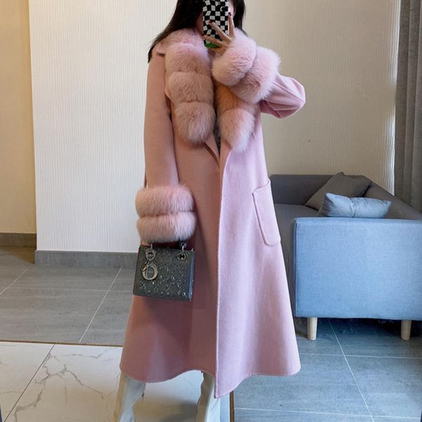 fur winter jacket long cashmere wool blends women real fur coat natural fox fur collar cuffs fashion streetwear brand outerwear new, Black
fur winter jacket long cashmere wool blends women real fur coat natural fox fur collar cuffs fashion streetwear brand outerwear new, Black