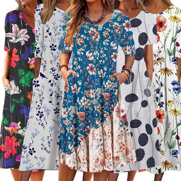 summer casual womens dress round neck printed temperament elegant pocket, Black;gray
summer casual womens dress round neck printed temperament elegant pocket, Black;gray