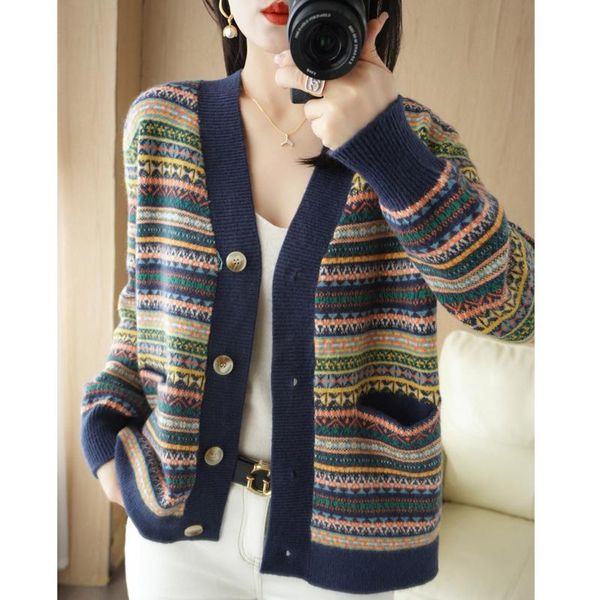 sweaters autumn and winter new knitted cardigan thickened women's lazy style striped fragrance sweater fashion contrast color coat top, White;black
sweaters autumn and winter new knitted cardigan thickened women's lazy style striped fragrance sweater fashion contrast color coat top, White;black