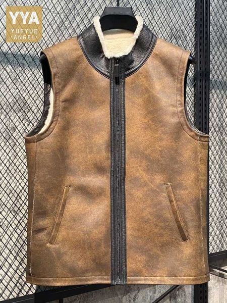 men's vests winter sheepskin shearling waistcoat men genuine leather stand collar warm real fur vest zipper vintage casual sleeveless j, Black;white
men's vests winter sheepskin shearling waistcoat men genuine leather stand collar warm real fur vest zipper vintage casual sleeveless j, Black;white