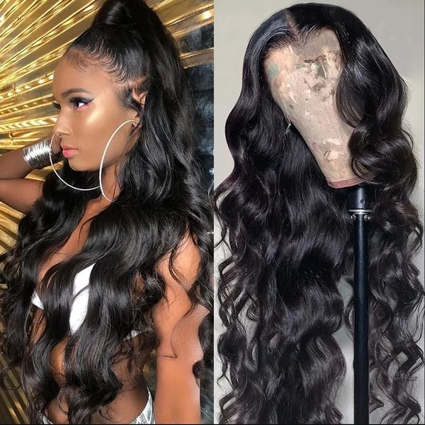 

2023 Transparent Lace Front Human Hair Wigs For Women Raw Indian Wavy Body Wave Synthetic Lace Frontal Wig, Lace front wig