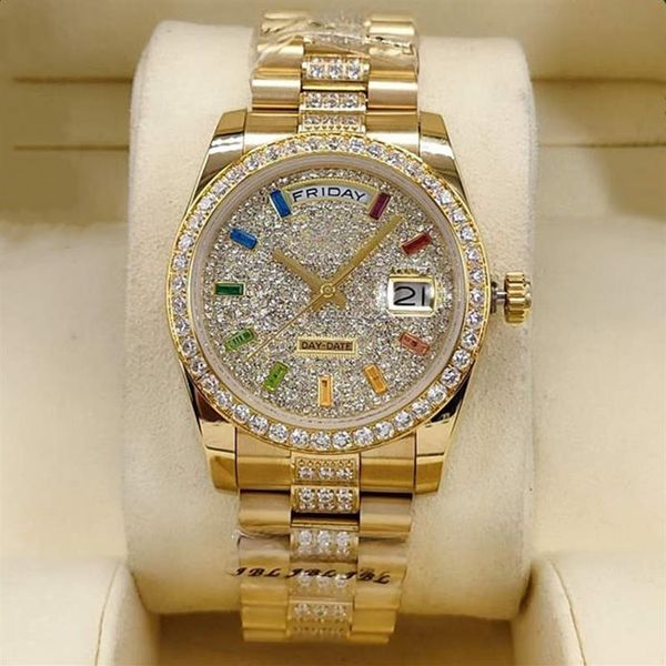 men and women automatic mechanical watches 36mm sapphire rainbow literal watchband drill ring stainless steel folding buckle water276t, Slivery;brown
men and women automatic mechanical watches 36mm sapphire rainbow literal watchband drill ring stainless steel folding buckle water276t, Slivery;brown