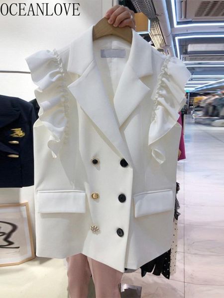 vests oceanlove ruffles chaleco mujer solid white korean fashion all match vintage jackets 2022 spring double breasted vest women top, Black;white
vests oceanlove ruffles chaleco mujer solid white korean fashion all match vintage jackets 2022 spring double breasted vest women top, Black;white