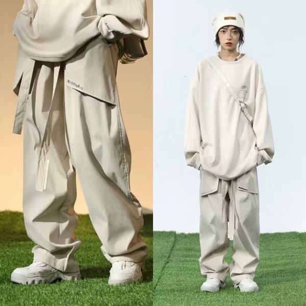women's pants s solid color wide leg pant high street vintage patch pockets sweatpant loose casual trouser 230419, Black;white
women's pants s solid color wide leg pant high street vintage patch pockets sweatpant loose casual trouser 230419, Black;white