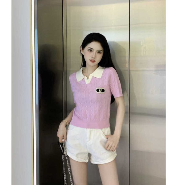 23ss womens designer clothing womens knits splice color lapel twist short-sleeved knitwear womens clothes a1, White
23ss womens designer clothing womens knits splice color lapel twist short-sleeved knitwear womens clothes a1, White