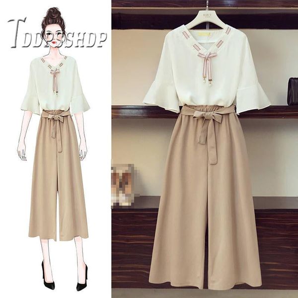 dress 2019 summer new women sets chiffon blouses and casual pants female sets, White
dress 2019 summer new women sets chiffon blouses and casual pants female sets, White