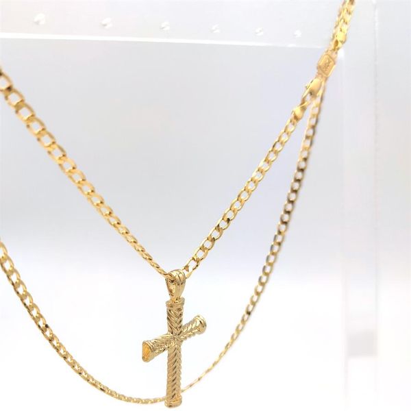 24 k real gold filled cross pendant necklace curb length chain 60 cm199c, Silver
24 k real gold filled cross pendant necklace curb length chain 60 cm199c, Silver