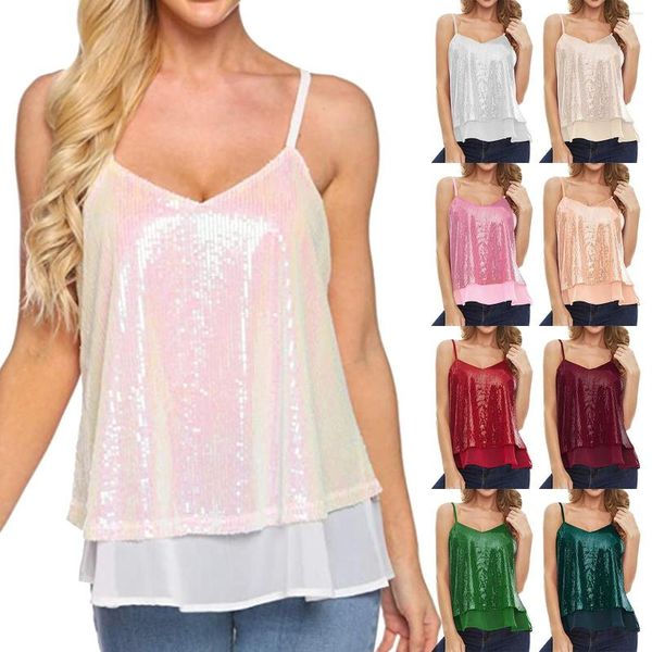 women's tanks women's sequins camisoles backless v neck two layer crop party dance club wear lady patchwork chiffon streetwear, White
women's tanks women's sequins camisoles backless v neck two layer crop party dance club wear lady patchwork chiffon streetwear, White