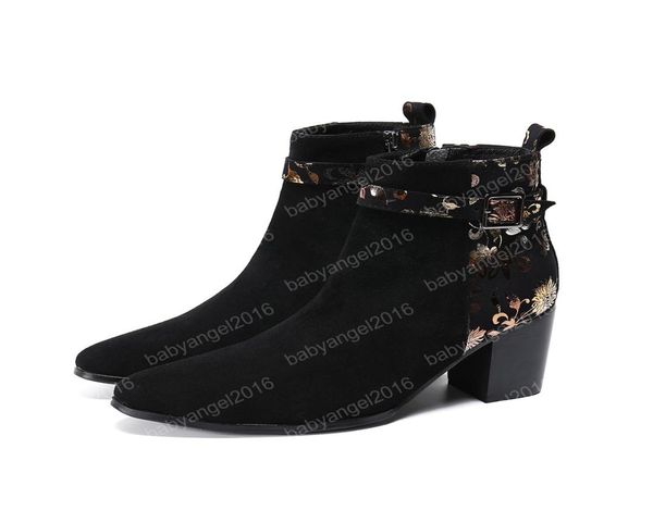 vintage fashion suede leather men ankle boots gold floral high heel leather boots male pointed toe prom boots formal dress shoes5312654, Black
vintage fashion suede leather men ankle boots gold floral high heel leather boots male pointed toe prom boots formal dress shoes5312654, Black