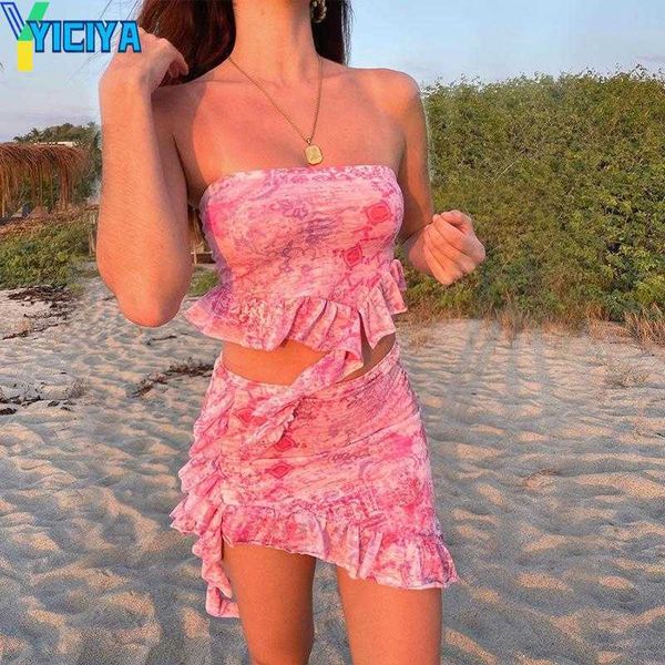 yiciya two piece dress breast wrapping ruffles sleeveless mini skirt crop pink y2k outfits for women beach vacation summer sets, White
yiciya two piece dress breast wrapping ruffles sleeveless mini skirt crop pink y2k outfits for women beach vacation summer sets, White
