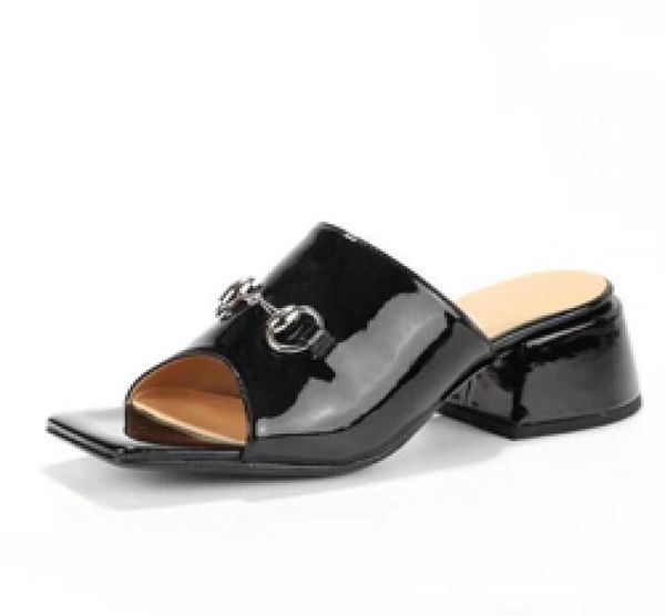 beach slippers summer designer women shoes coarser heel flops 100 patent leather lady half slipper metal luxury high heeled sanda5585989, Black
beach slippers summer designer women shoes coarser heel flops 100 patent leather lady half slipper metal luxury high heeled sanda5585989, Black