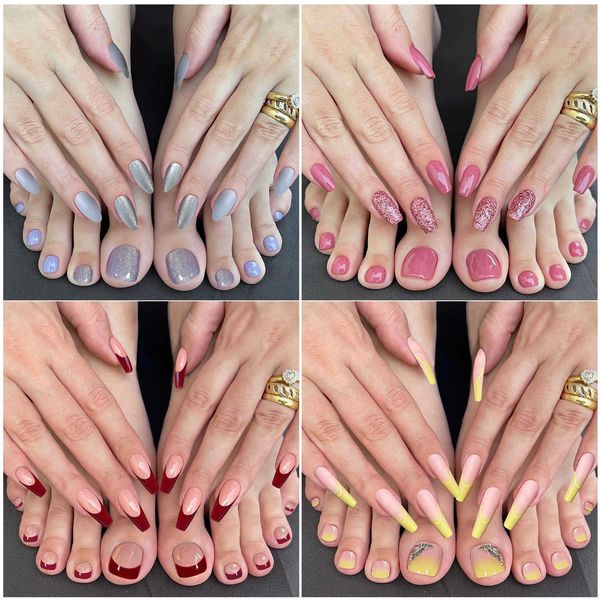 false nails 1set wearing false nailstoes art tips display kits fake patch fingernails full cover wearable manicure extension nail mold tool, Red;gold
false nails 1set wearing false nailstoes art tips display kits fake patch fingernails full cover wearable manicure extension nail mold tool, Red;gold