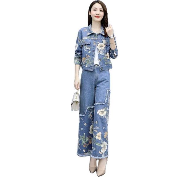 pants single piece/pant set fashion 2022 spring autumn retro denim short jacket and elastic waist wide leg pants female 491, White
pants single piece/pant set fashion 2022 spring autumn retro denim short jacket and elastic waist wide leg pants female 491, White