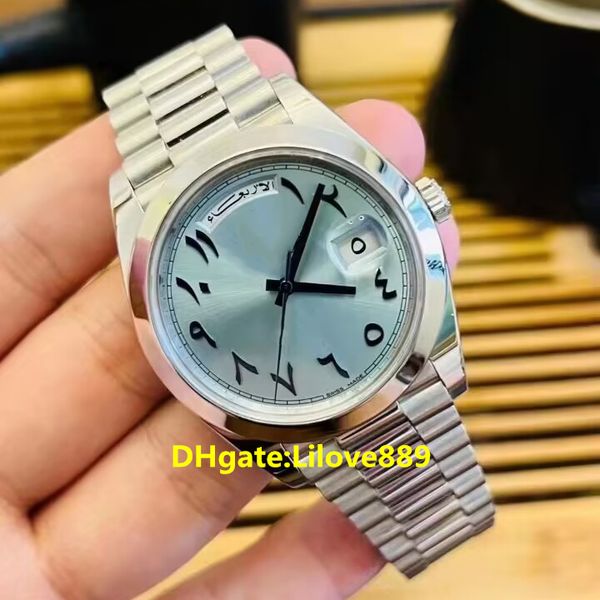 mens automatic mechanical 3235 watch 40mm arabic numeral ice blue dial watches folding clasp waterproof design business wristwatches 228236, Slivery;brown
mens automatic mechanical 3235 watch 40mm arabic numeral ice blue dial watches folding clasp waterproof design business wristwatches 228236, Slivery;brown