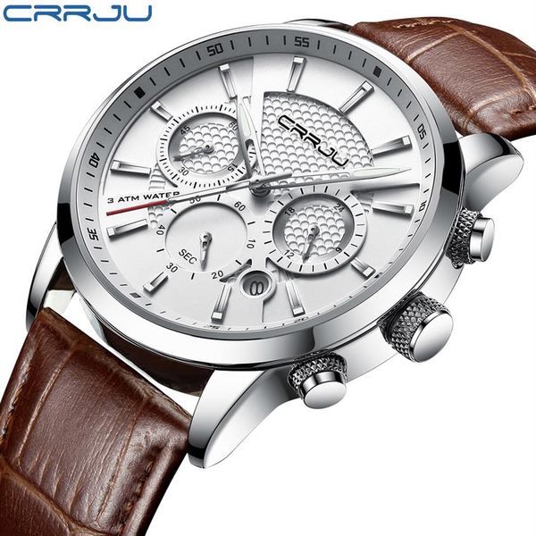 crrju new fashion men watches analog quartz wristwatches 30m waterproof chronograph sport date leather band watches montre homme2218, Slivery;brown
crrju new fashion men watches analog quartz wristwatches 30m waterproof chronograph sport date leather band watches montre homme2218, Slivery;brown
