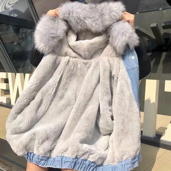 leather plus velvet thickening denim jacket winter warm hooded fur collar singlebreasted jackets casual warm lambswool streetwear parka, Black
leather plus velvet thickening denim jacket winter warm hooded fur collar singlebreasted jackets casual warm lambswool streetwear parka, Black