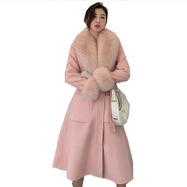 fur 2022 autumn winter solid color temperament ladies woolen coat big fur collar slim fit medium long fashion woolen jacket female, Black
fur 2022 autumn winter solid color temperament ladies woolen coat big fur collar slim fit medium long fashion woolen jacket female, Black