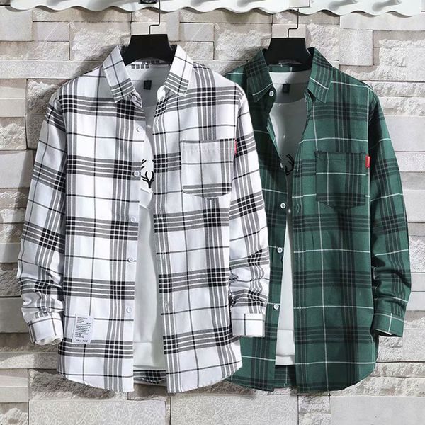 men's casual shirts men's plaid long sleeve shirts spring summer casual korean shirt turndown collar men fashion oversized shirt, White;black
men's casual shirts men's plaid long sleeve shirts spring summer casual korean shirt turndown collar men fashion oversized shirt, White;black
